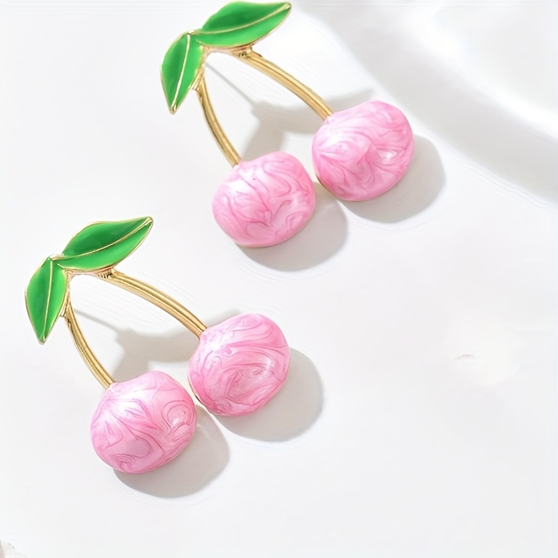 Cherry Drop Earrings 316 Stainless Steel Golden Tone